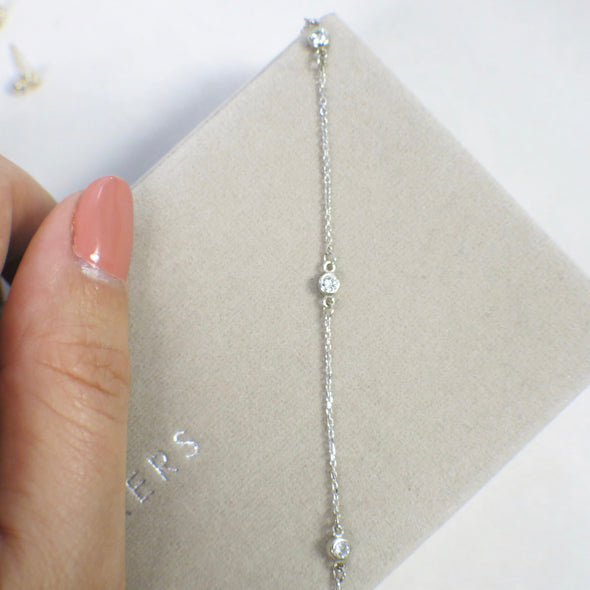 14K Gold Diamond Bezel Station Bracelet .30 CTW | White, Yellow, or Rose Gold