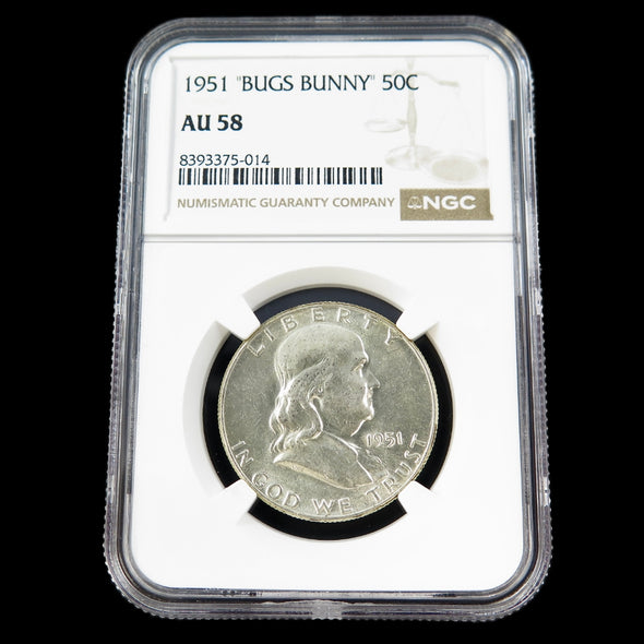 1951 Franklin Half Dollar – Bugs Bunny Variety – NGC AU58 – Certified U.S. Silver Coin