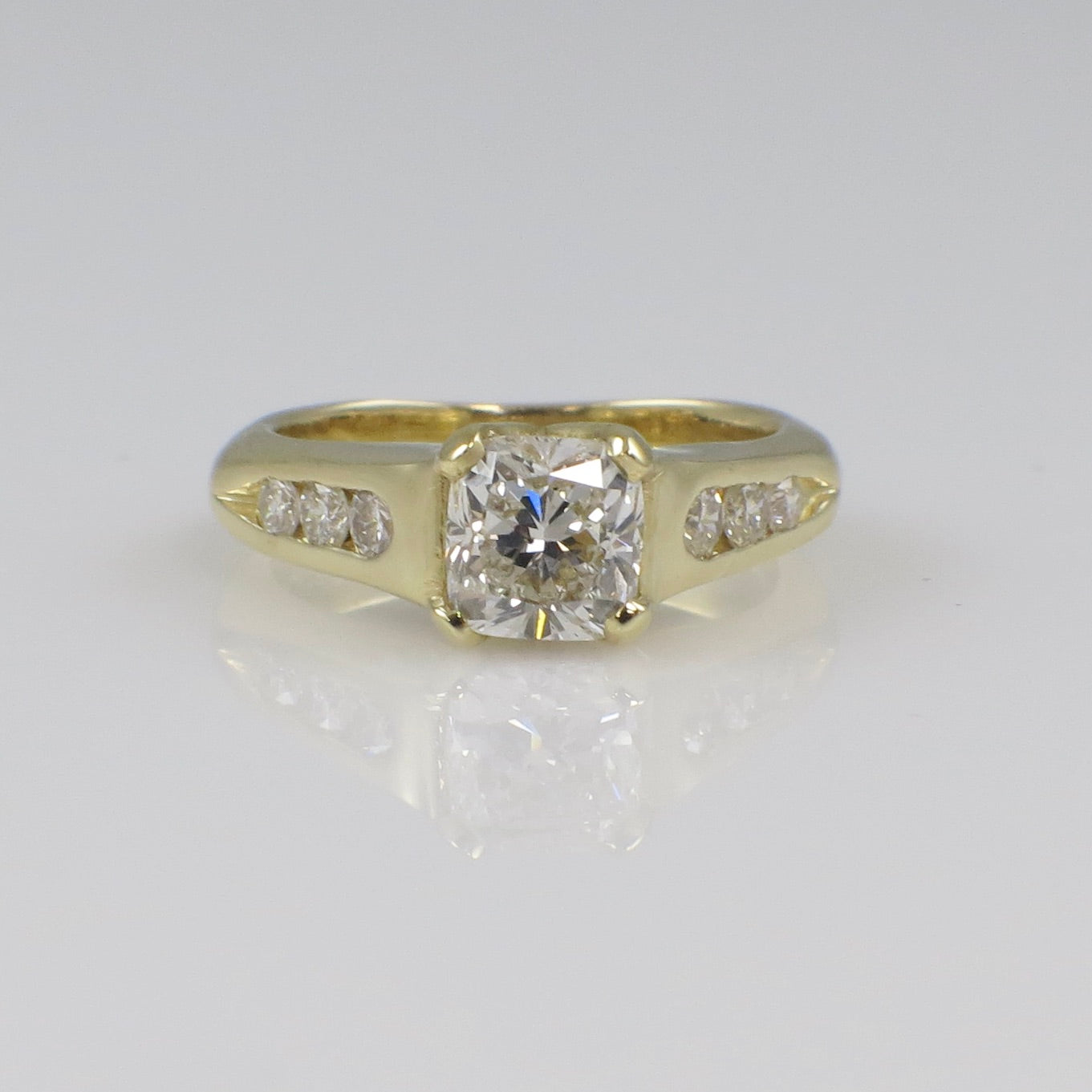 18K Yellow Gold GIA Certified Cushion Diamond Engagement Ring