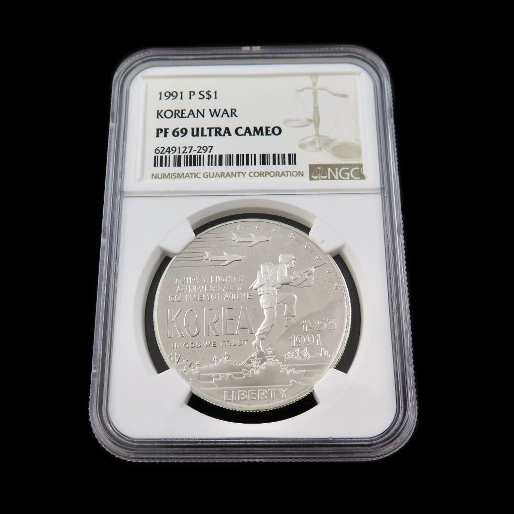 Korean War Silver Dollar 1991-P PF69 NGC Ultra Cameo