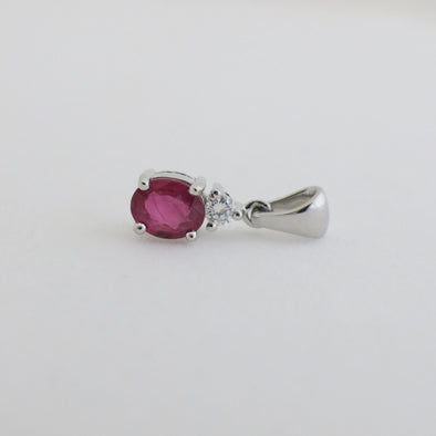 18K White Gold Ruby and Diamond Pendant | July Birthstone Necklace