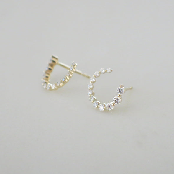 14K Gold Diamond Hoop Earrings | Front to Back Hoops | Dangle Diamond Hoops | Yellow White Rose Gold | Bridal Earrings Gift