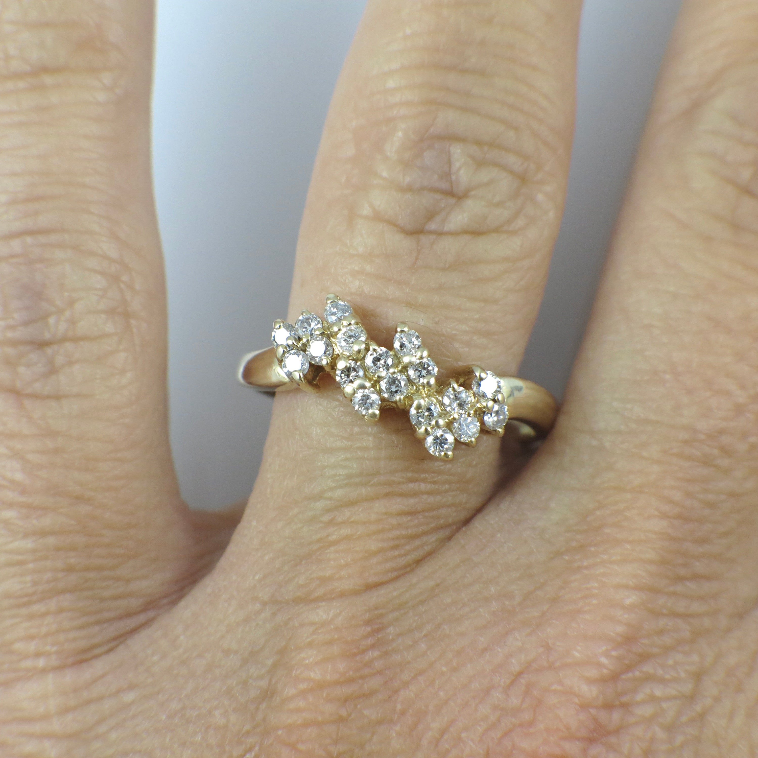 14K Yellow Gold Diamond Cluster Ring