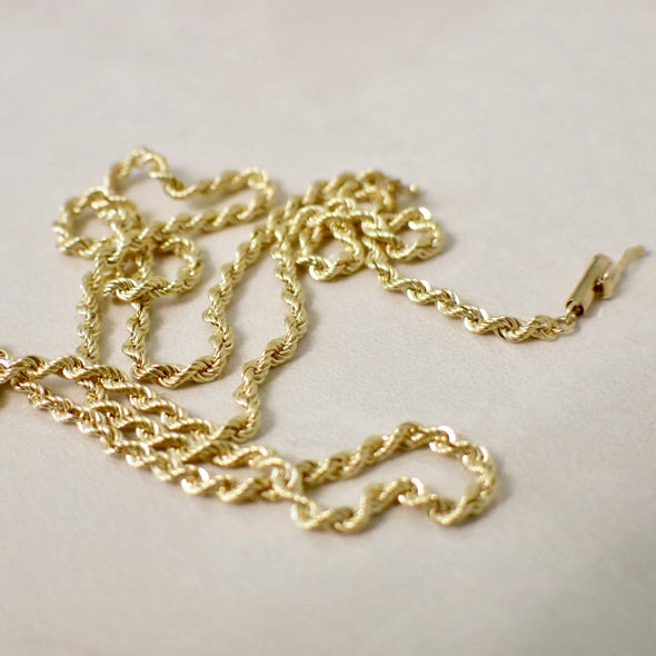 14K Yellow Gold Rope Chain Necklace – Heavy 24” Long, 2.4mm Wide, Layering or Pendant Chain, 13.2g