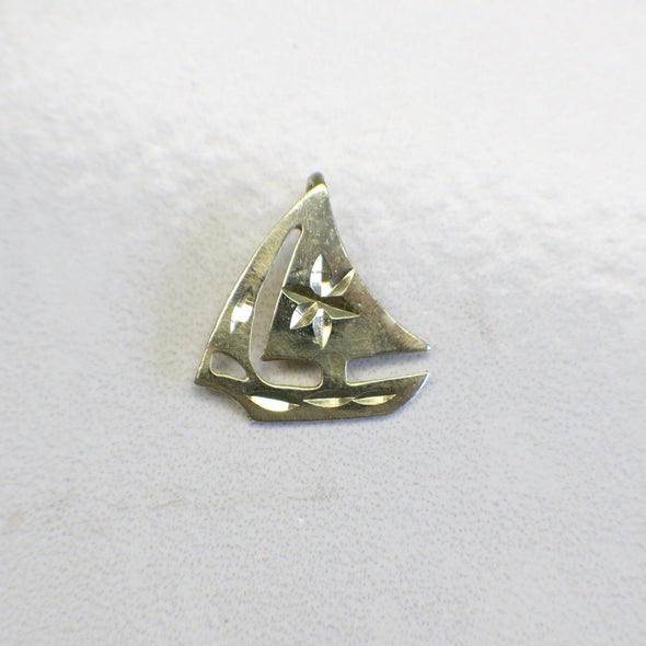 14K Yellow Gold Sailboat Pendant | Nautical Slide Charm Jewelry