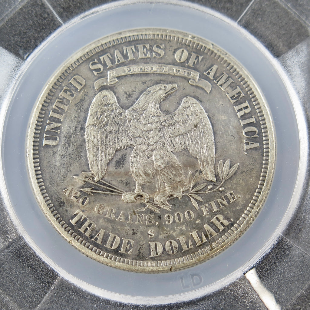 1877-S Trade Dollar – Raw AU Details – Early U.S. Silver Dollar - Black Market LLC