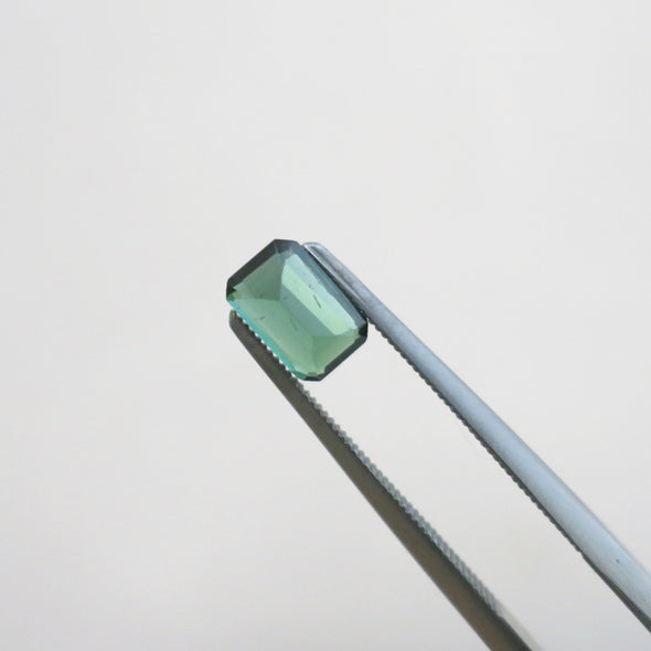 Emerald Cut Blue-Green Tourmaline Loose Gemstone | .55 Carat, 6 x 4 mm