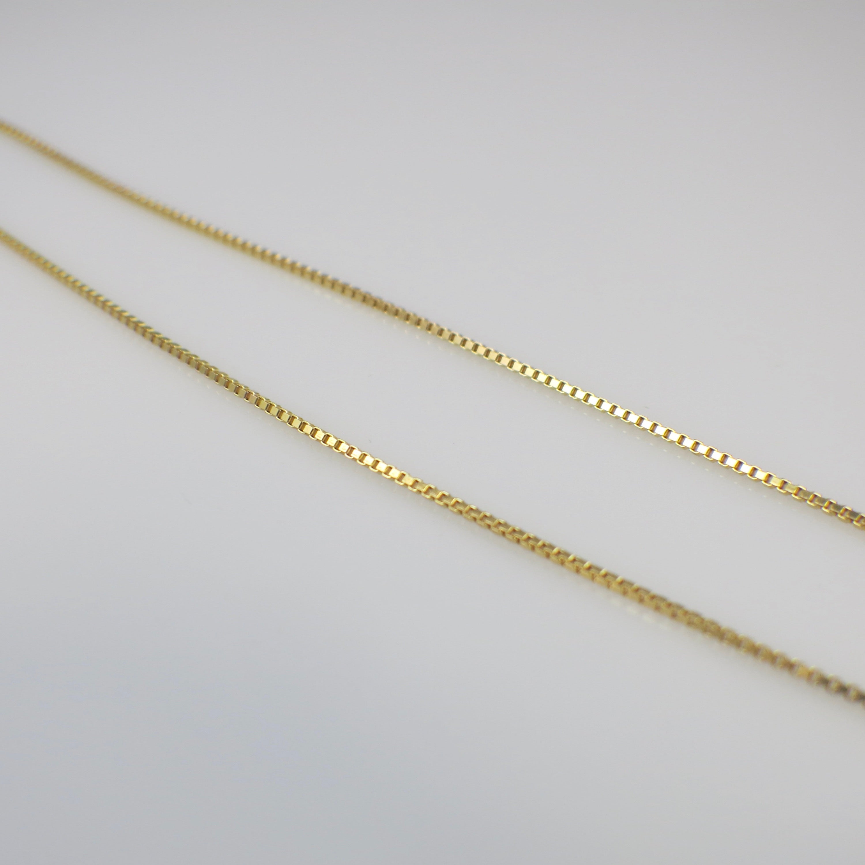 14K Yellow Gold Box Chain Necklace | 22 Inch Layering Chain 1.3 mm