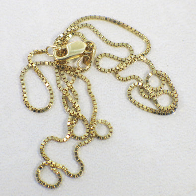 14K Gold Box Chain Necklace – 16 Inch Petite Layering Chain Gift