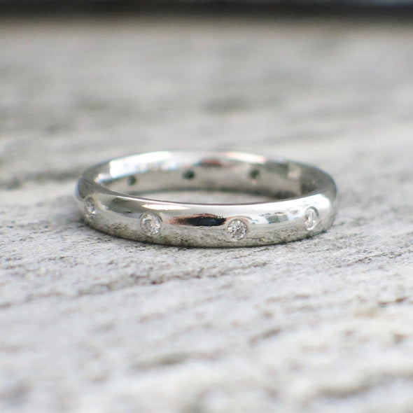 Platinum Flush Set Diamond Eternity Band .30 CTW Stackable Wedding Ring