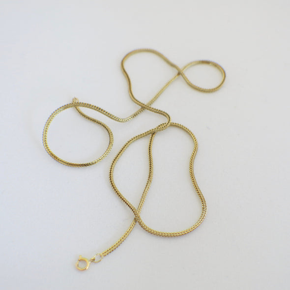 14K Gold Herringbone Box Chain Necklace Mixed Link 18 Inch Layering