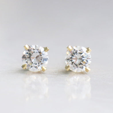 Total Carat Weight .64ctw - Diamond Stud Earrings – 14K Yellow Gold with Threaded Backs