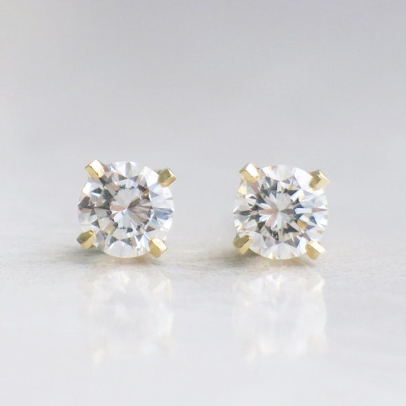 Total Carat Weight .64ctw - Diamond Stud Earrings – 14K Yellow Gold with Threaded Backs