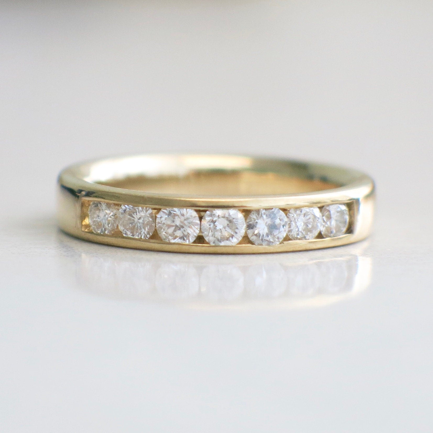 14K Yellow Gold Diamond Channel Set Band – .70 CTW, Size 6 - Black Market LLC