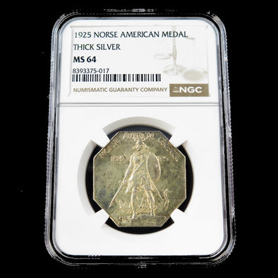 1925 Norse American Medal – Thick Planchet – Silver – NGC MS64 – U.S. Commemorative Issue