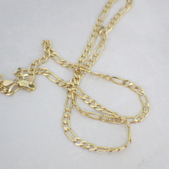 14K Yellow Gold Figaro Chain Necklace | 20 Inch Layering Chain | 11.1g Heavy Gold Chain | 3.9mm Wide | Lobster Clasp | Unisex Gift