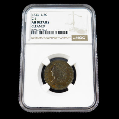 1833 Classic Head Half Cent – NGC Details – Cohen #1 Variety – Early U.S. Copper Coin