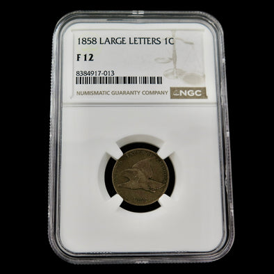 1858 Flying Eagle Cent Large Letters – Certified NGC F12 – Historic U.S. One Cent Coin