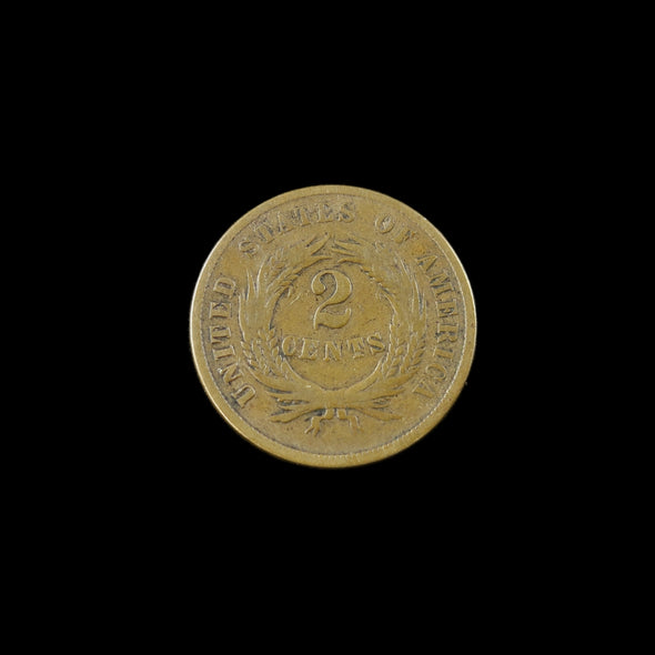 1864 Two Cent Piece – Large Motto – Fine – Raw Historic Civil War Era Coin