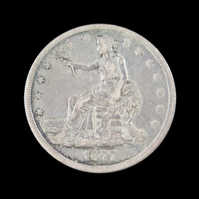 1877-S Trade Dollar – Raw VF Details (Cleaned) – Early U.S. Silver Dollar