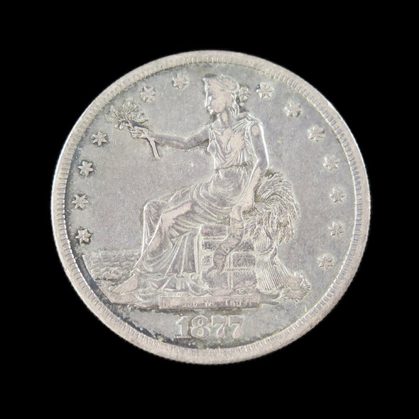 1877-S Trade Dollar – Raw VF Details (Cleaned) – Early U.S. Silver Dollar