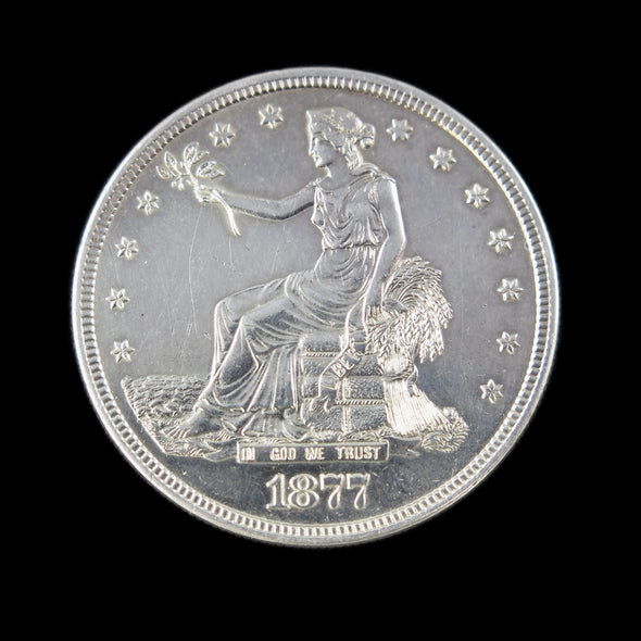 1877-S Trade Dollar – Raw AU Details (Buffed/Polished) – Early U.S. Silver Dollar