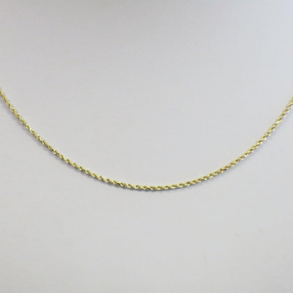 14K Yellow Gold Rope Chain Necklace | 24 Inch Classic Twisted Chain 1.6 mm