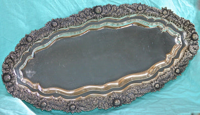 Tiffany & Co. Chrysanthemum Sterling Silver Fish Platter – Antique 26¼" Ornate Tray (1879–1880)