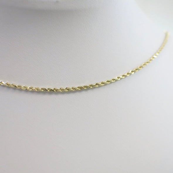 14K Yellow Gold Rope Chain Necklace | 24 Inch Solid Gold Chain | Real Gold Chain for Men or Women | Classic Layering Necklace