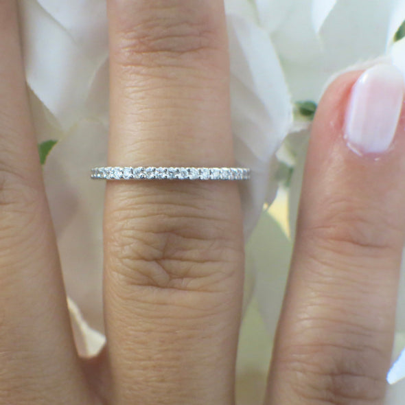 14K Gold Shared Prong Diamond Band – Stackable Wedding or Anniversary Ring