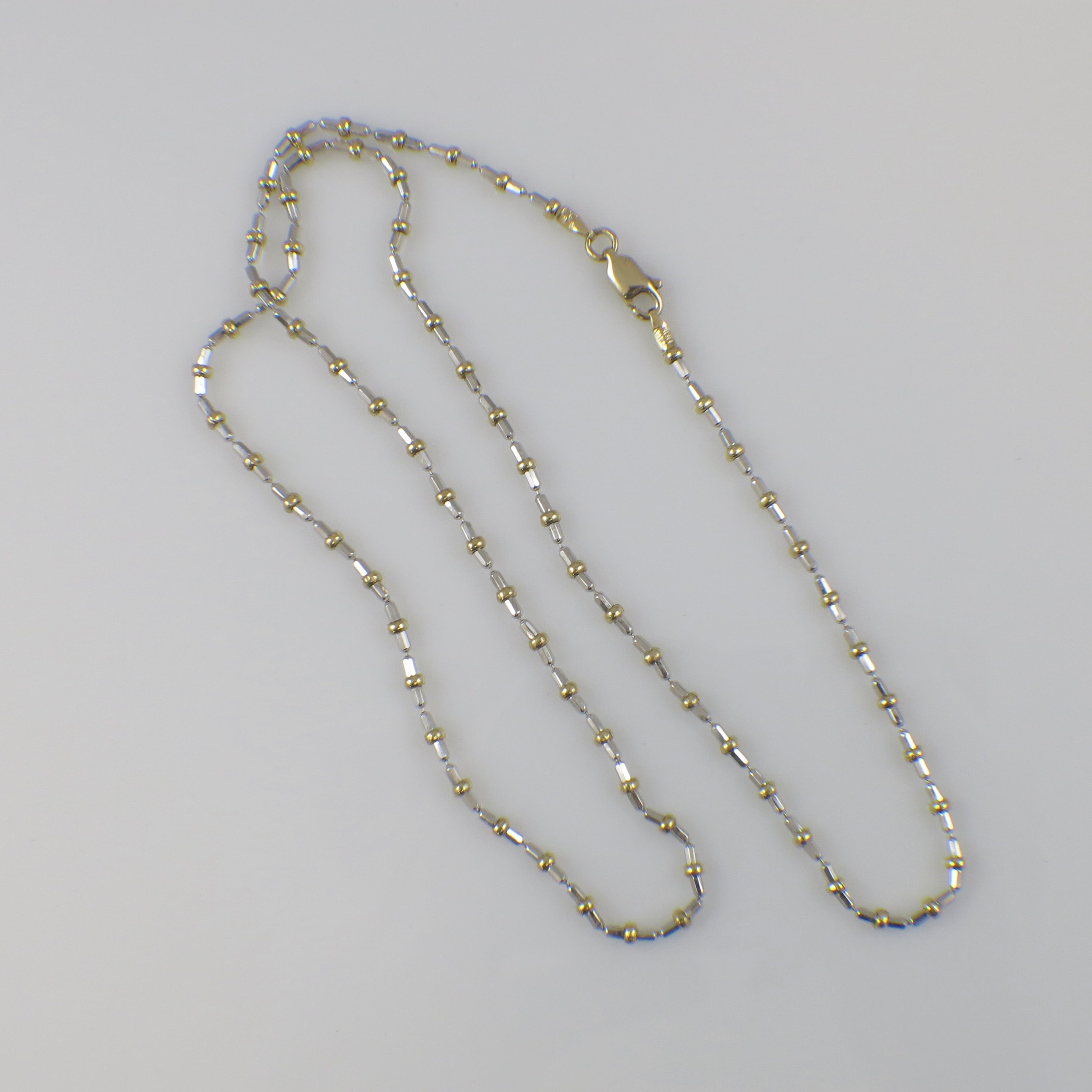 14K Two-Tone Gold Beaded Necklace – 20 Inch 2.6mm Solid Gold Chain