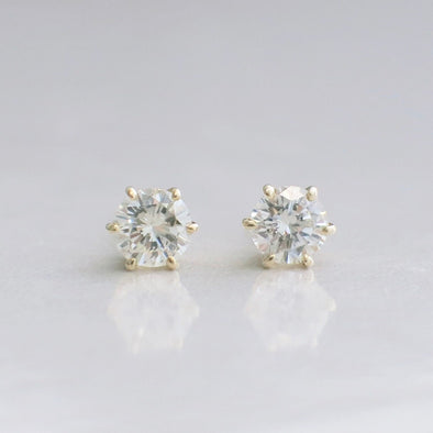 0.80ct Diamond Stud Earrings 14K Yellow Gold Six Prong Setting SI2 I-J Classic Gift Sparkling Jewelry with Matching Backs