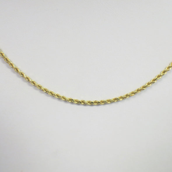 14K Yellow Gold Rope Chain Necklace | 20 Inch | 9.7g Solid Gold | 2.1mm Wide | Classic Rope Necklace for Men or Women | Unisex Jewelry