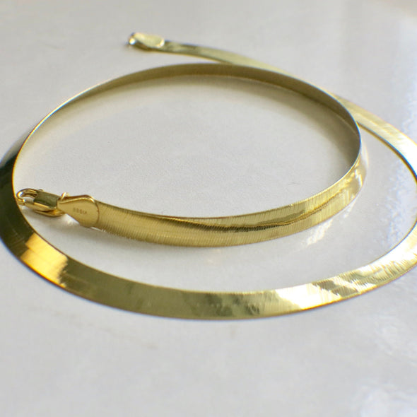 10K Yellow Gold Wide Herringbone Chain – 20” Length, 6.7mm Width, 16.7g