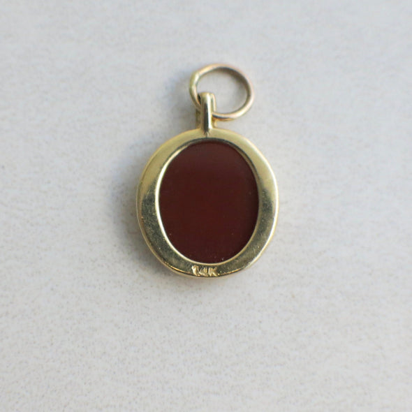 Vintage 14K Yellow Gold Cameo Shell Pendant Charm
