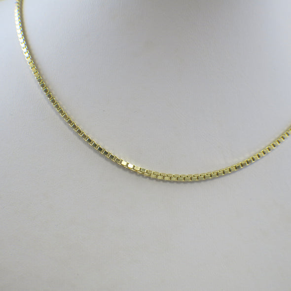 14K Yellow Gold Box Chain Necklace – 15.5" Choker, 1.9 mm Wide, 10.7 g