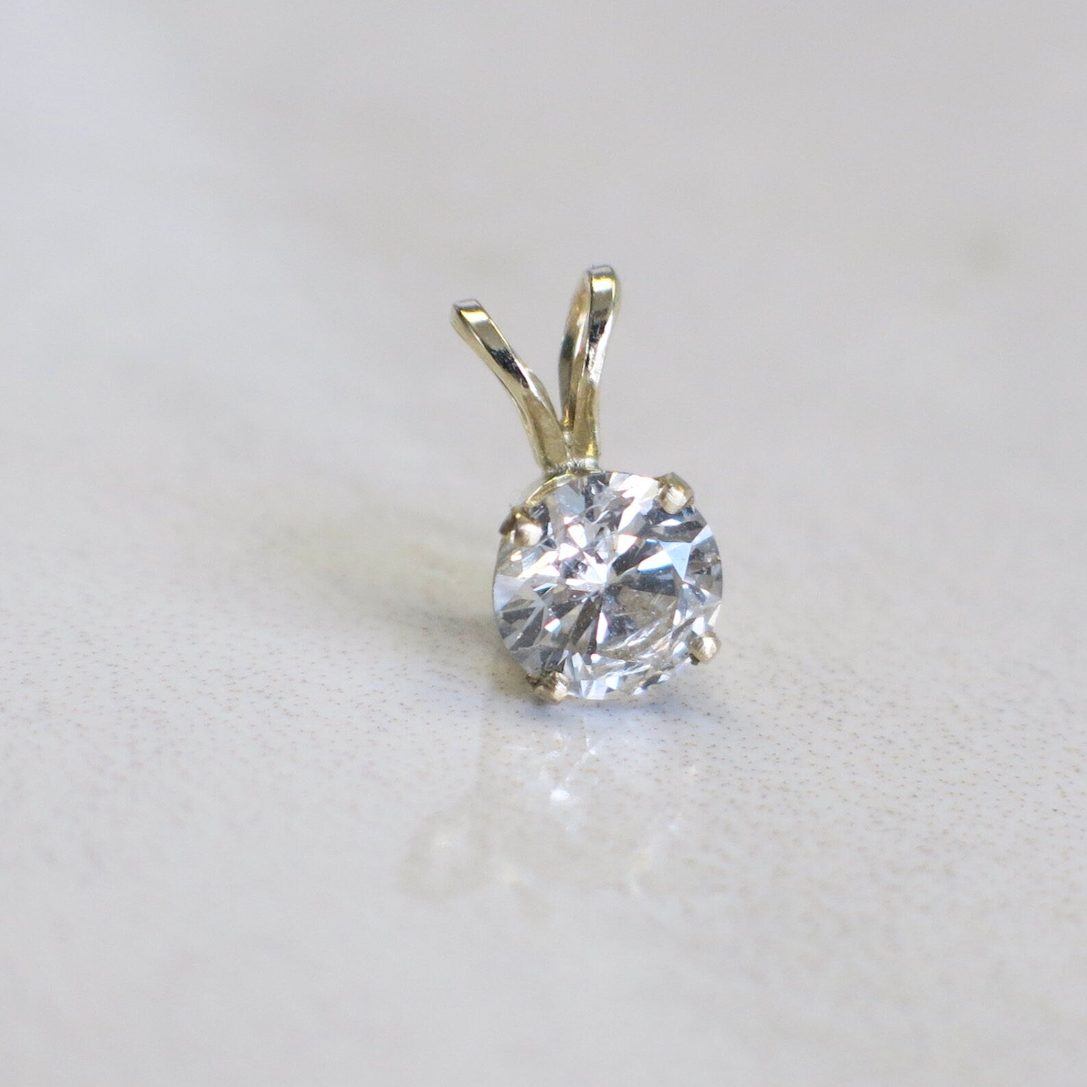 14K Yellow Gold Diamond Solitaire Pendant Necklace | .65 CTW Split Shank Drop - Black Market LLC