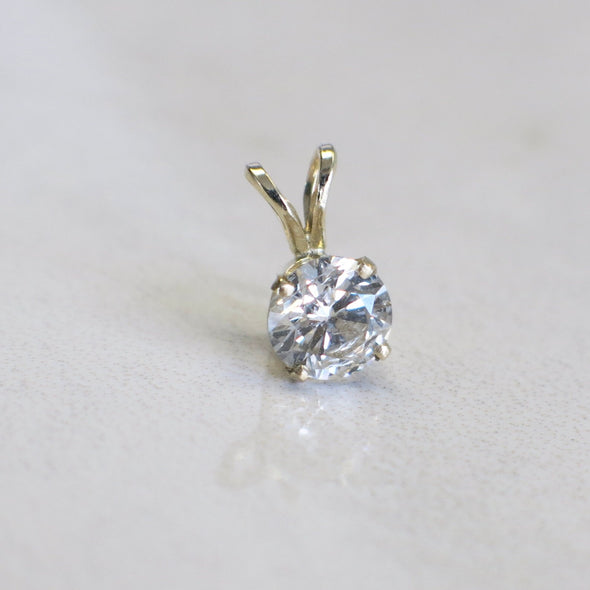 14K Yellow Gold Diamond Solitaire Pendant Necklace | .65 CTW Split Shank Drop