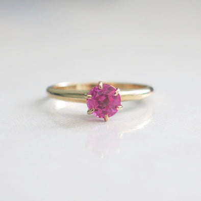14K Rose Gold Natural Pink Sapphire Solitaire Ring | Vintage Alternative Engagement Ring