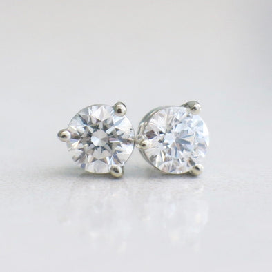 0.76ct Diamond Stud Earrings 14K White Gold Martini Setting SI2-I1 EF Classic Gift Sparkling Everyday Jewelry with Backs