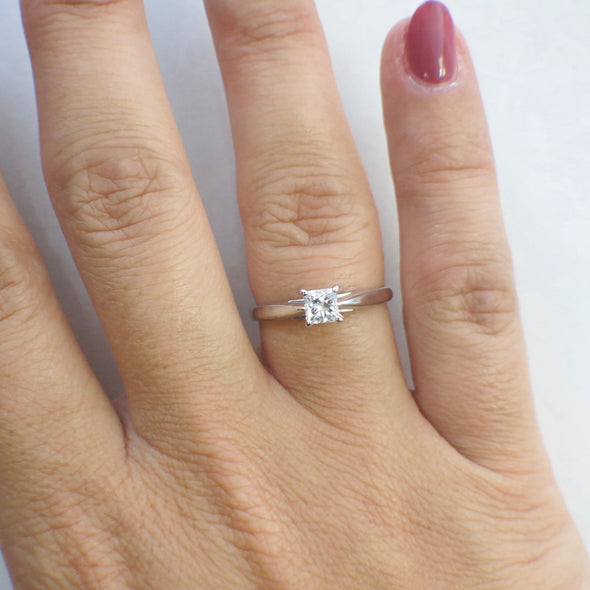14K White Gold Princess Cut Diamond Solitaire Engagement Ring