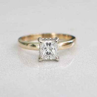 GIA 1.00ct Rectangular Emerald Modified Brilliant Diamond Ring 14K Gold Solitaire with Accents Size 6 VS2 E Certified