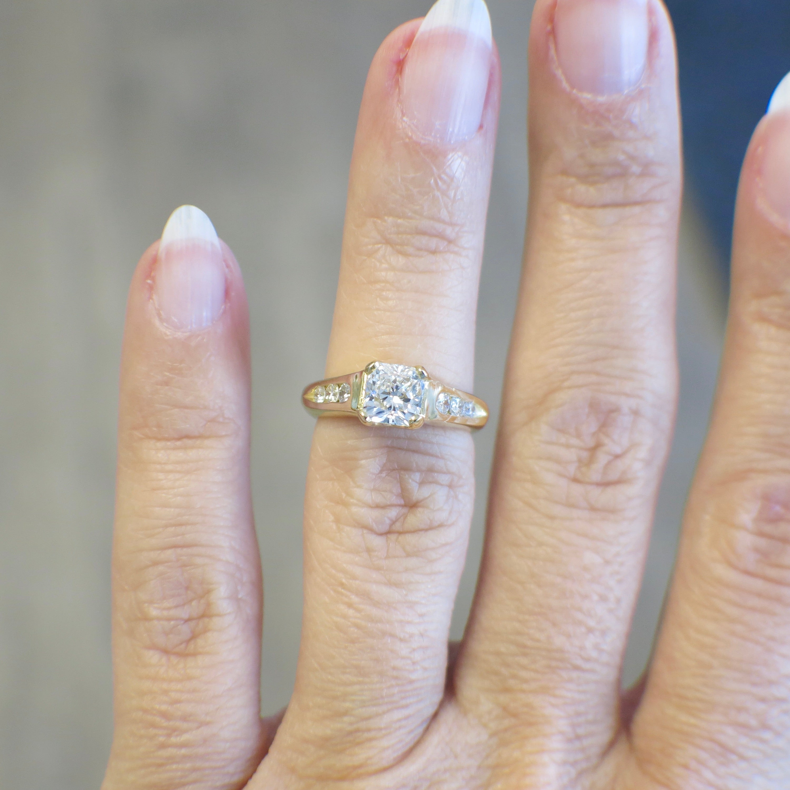 18K Yellow Gold GIA Certified Cushion Diamond Engagement Ring