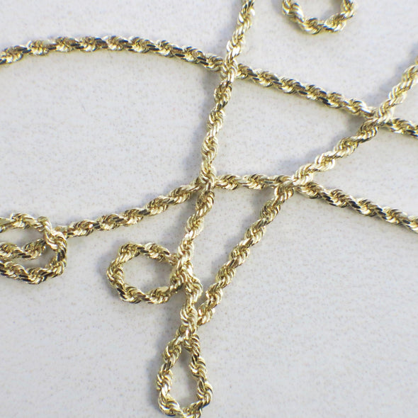 14K Yellow Gold Rope Chain Necklace | 24 Inch Classic Twisted Chain 1.6 mm