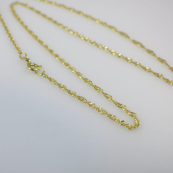 14K Yellow Gold Diamond Cut Singapore Chain – 18 Inch 1.86mm Solid Gold Necklace