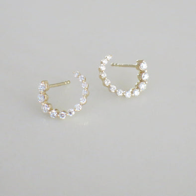 14K Gold Diamond Hoop Earrings | Front to Back Hoops | Dangle Diamond Hoops | Yellow White Rose Gold | Bridal Earrings Gift