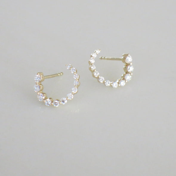 14K Gold Diamond Hoop Earrings | Front to Back Hoops | Dangle Diamond Hoops | Yellow White Rose Gold | Bridal Earrings Gift