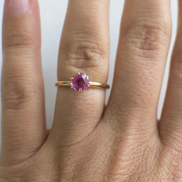 14K Rose Gold Natural Pink Sapphire Solitaire Ring | Vintage Alternative Engagement Ring