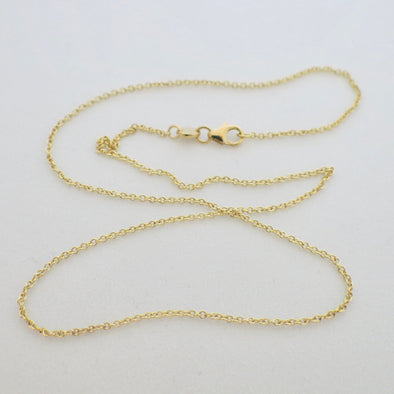 18K Yellow Gold Rolo Chain Necklace Vintage 18 Inch 1.2mm