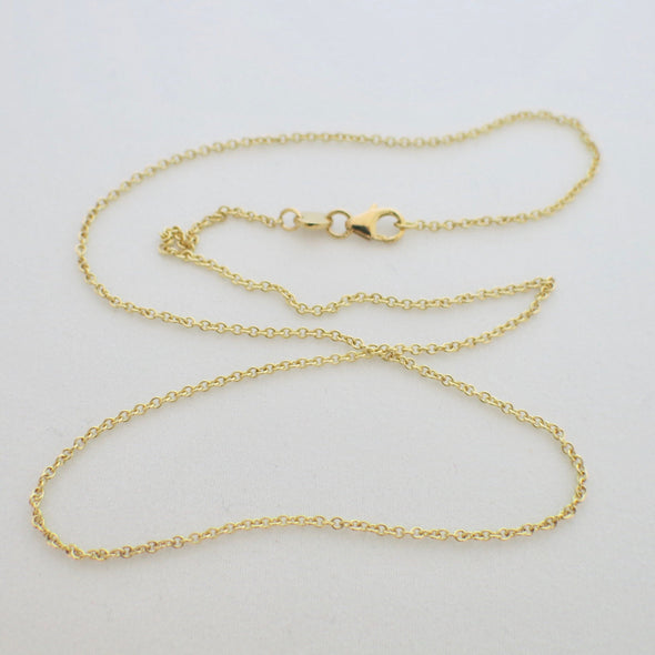 18K Yellow Gold Rolo Chain Necklace Vintage 18 Inch 1.2mm